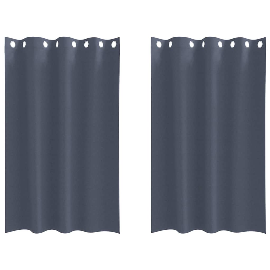 Mørklægningsgardiner med ringe 2 stk. Antracit 175 x 140 cm