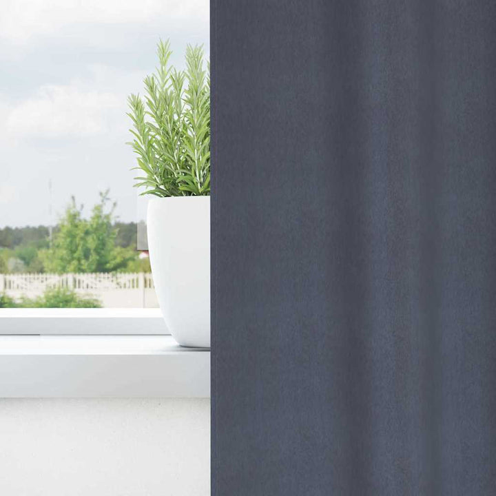 Mørklægningsgardiner med ringe 2 stk. Antracit 225 x 140 cm