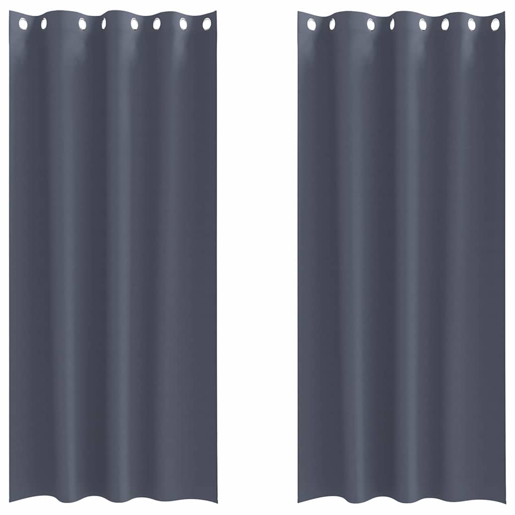 Mørklægningsgardiner med ringe 2 stk. Antracit 225 x 140 cm