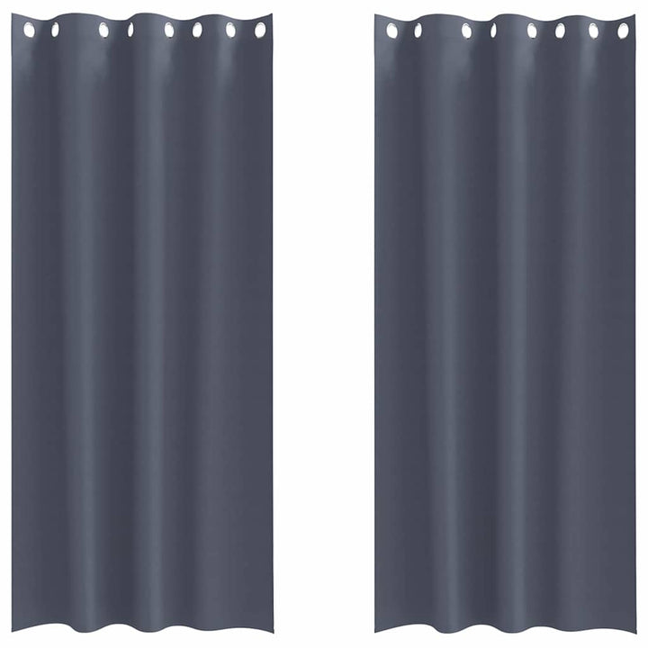 Mørklægningsgardiner med ringe 2 stk. Antracit 225 x 140 cm