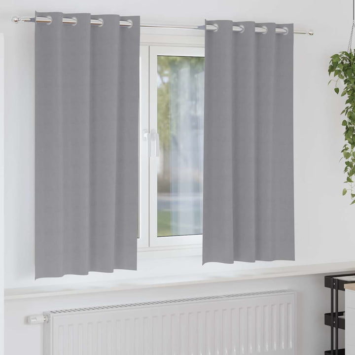 Mørklægningsgardiner med ringe 2 stk. Lysegrå 175 x 140 cm