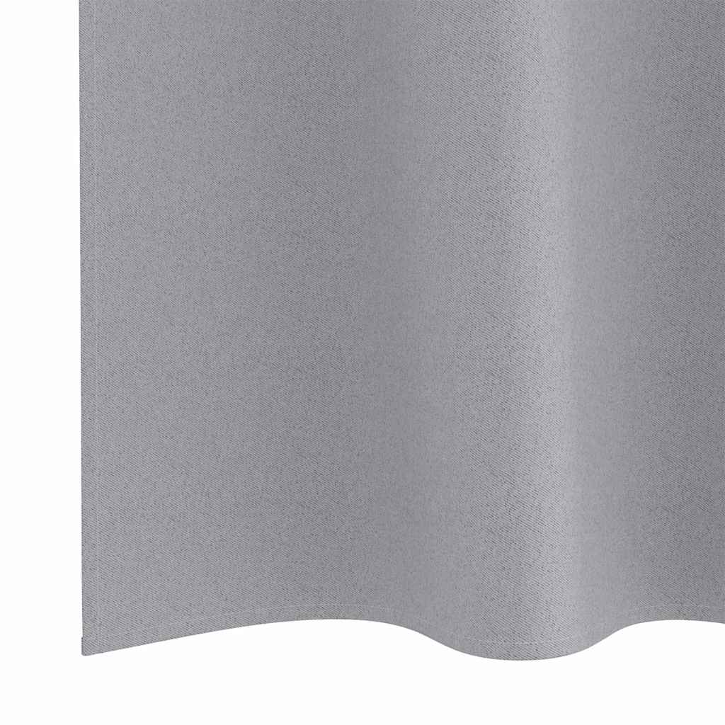 Mørklægningsgardiner med ringe 2 stk. Lysegrå 225 x 140 cm