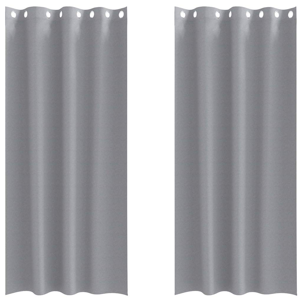 Mørklægningsgardiner med ringe 2 stk. Lysegrå 225 x 140 cm