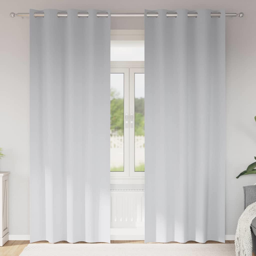 Mørklægningsgardiner med ringe 2 stk. Bleg Grå 225 x 140 cm