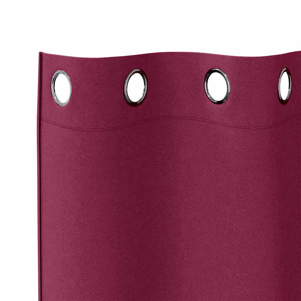 Mørklægningsgardiner med ringe 2 stk. Vinrød 175 x 140 cm