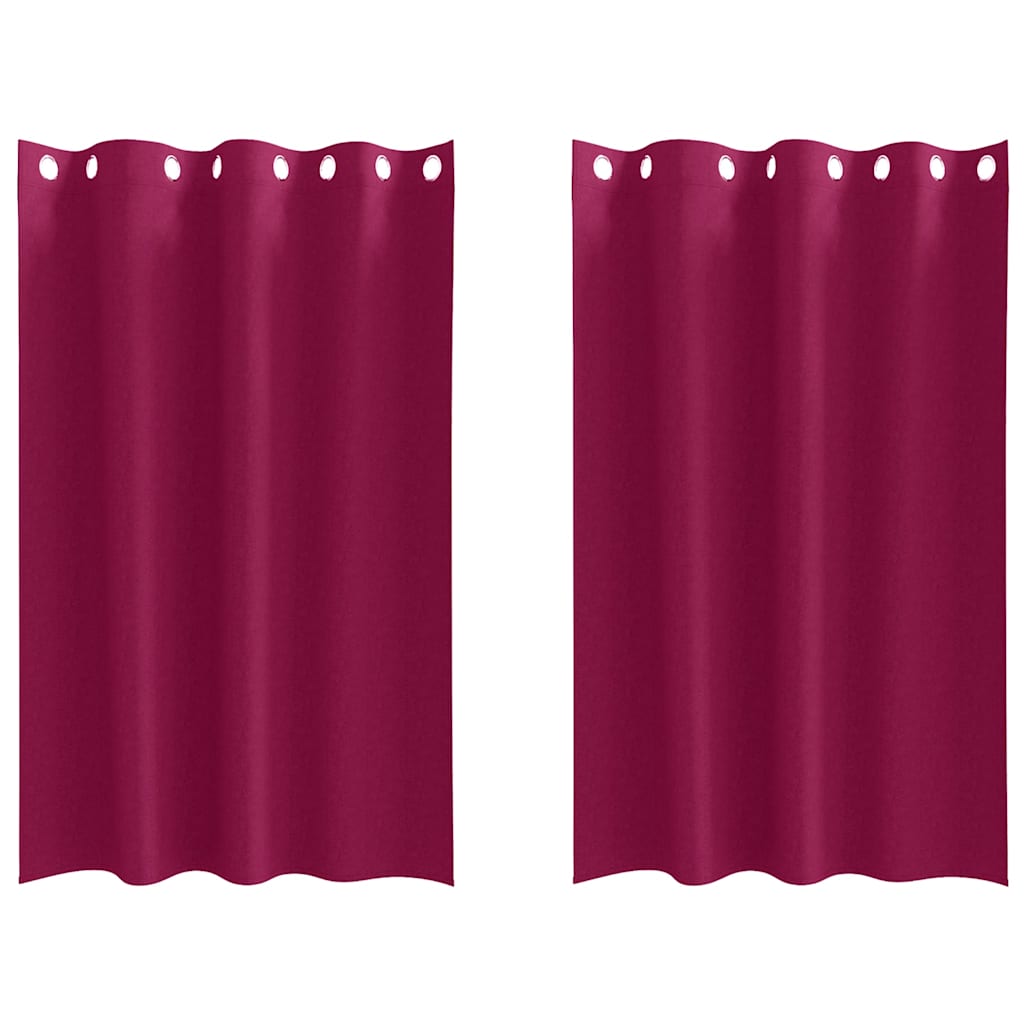 Mørklægningsgardiner med ringe 2 stk. Vinrød 175 x 140 cm