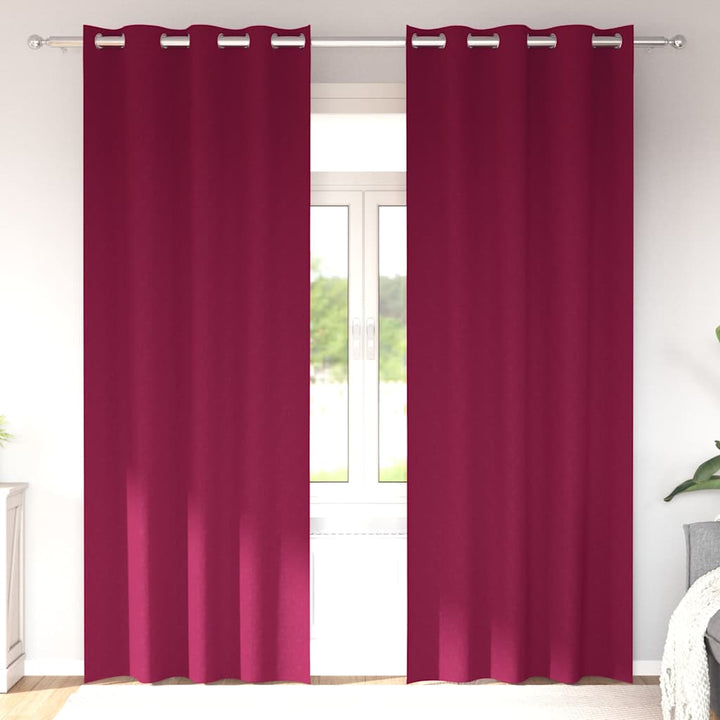 Mørklægningsgardiner med ringe 2 stk. Vinrød 260 x 140 cm