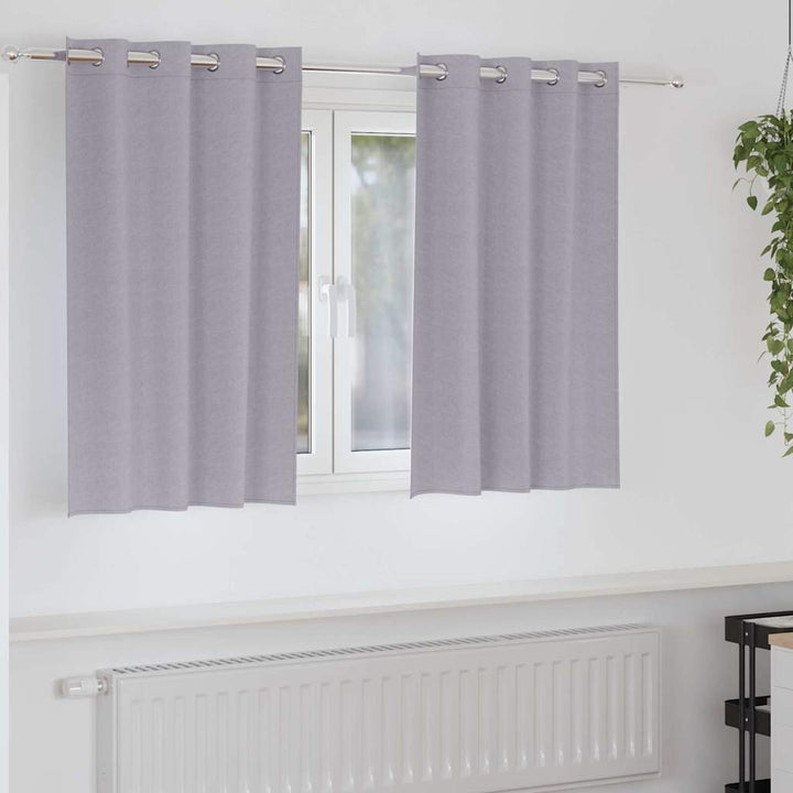 Mørklægningsgardiner med ringe 2 stk. Metal Grå 140 x 140 cm