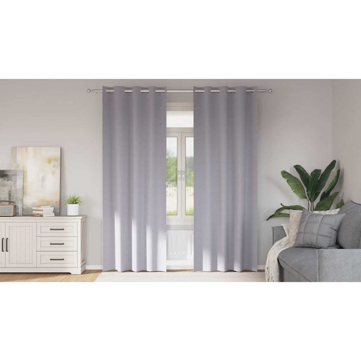 Mørklægningsgardiner med ringe 2 stk. Metal Grå 225 x 140 cm