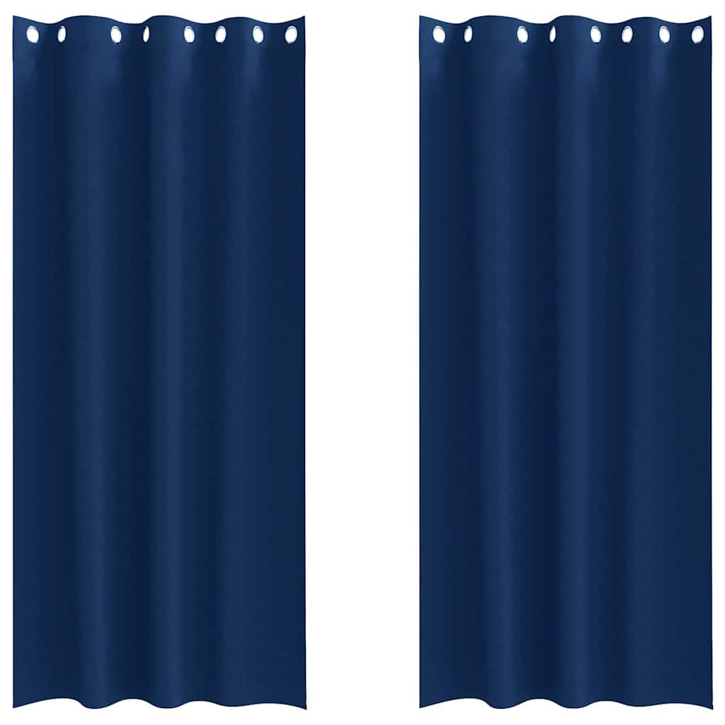 Mørklægningsgardiner med ringe 2 stk. Mørk blå 225 x 140 cm