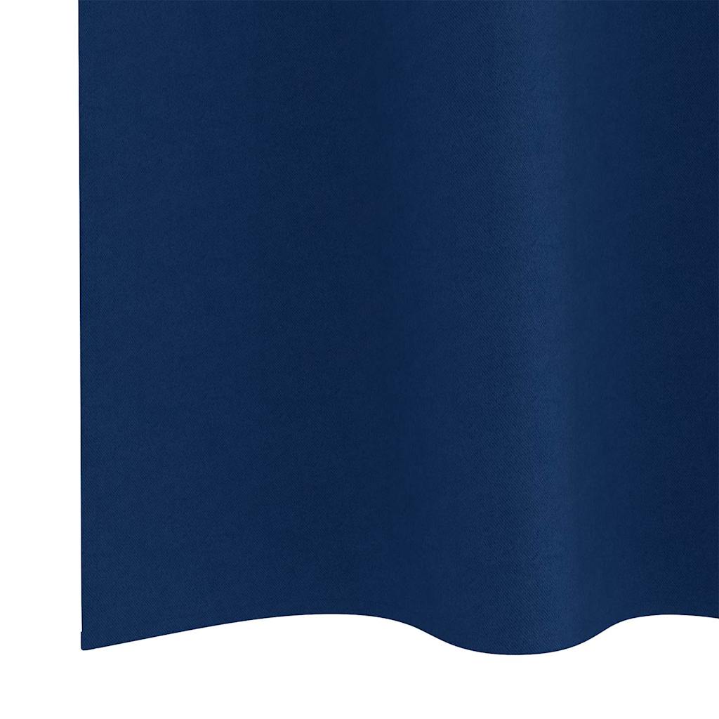 Mørklægningsgardiner med ringe 2 stk. Mørk blå 245 x 140 cm