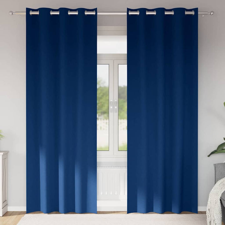 Mørklægningsgardiner med ringe 2 stk. Mørk blå 260 x 140 cm