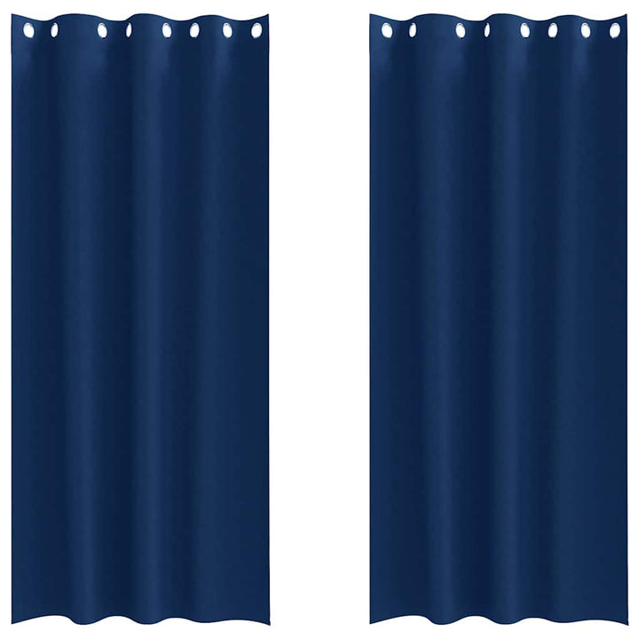 Mørklægningsgardiner med ringe 2 stk. Mørk blå 260 x 140 cm