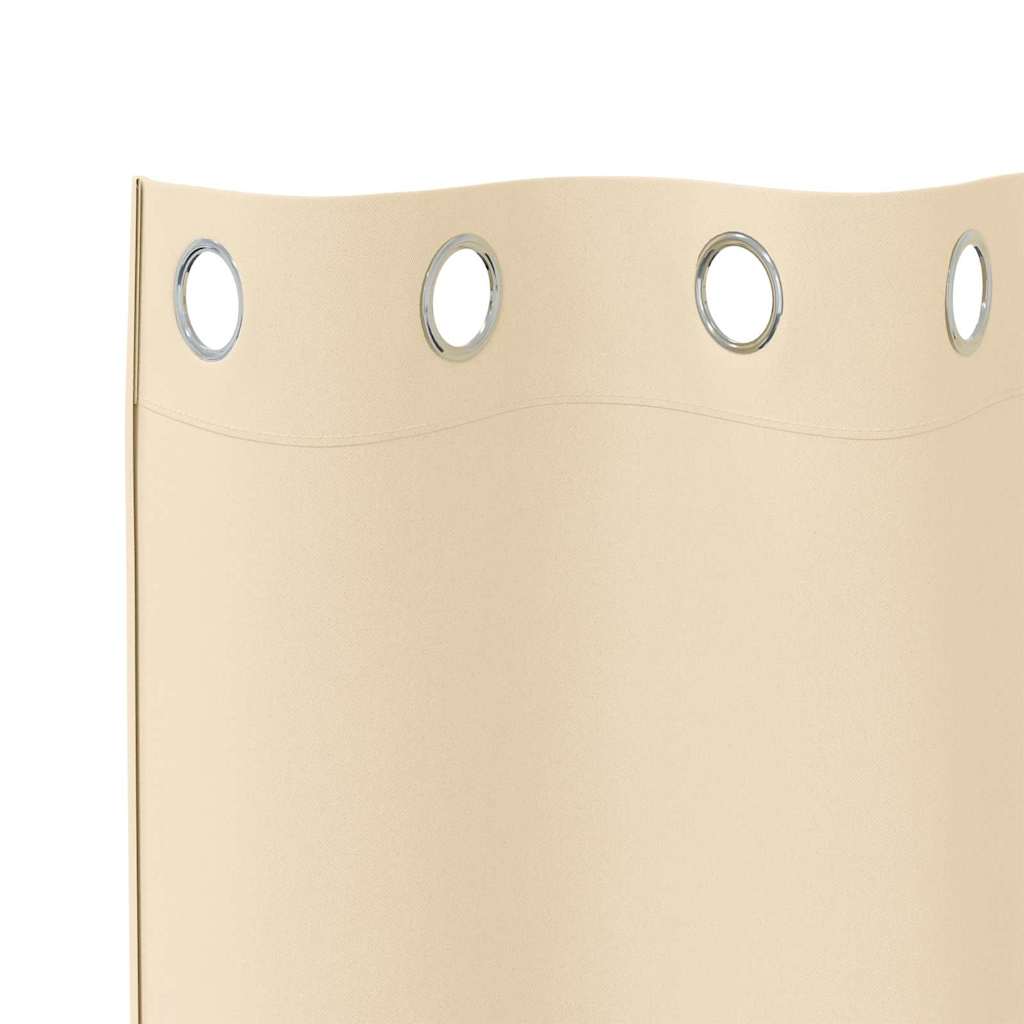 Mørklægningsgardiner med ringe 2 stk. Cremefarvet 140 x 140 cm