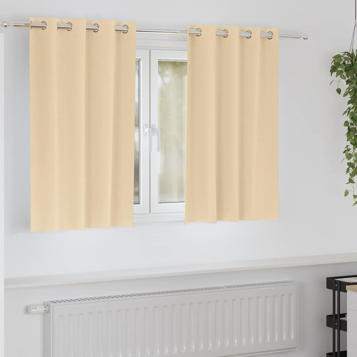 Mørklægningsgardiner med ringe 2 stk. Cremefarvet 140 x 140 cm
