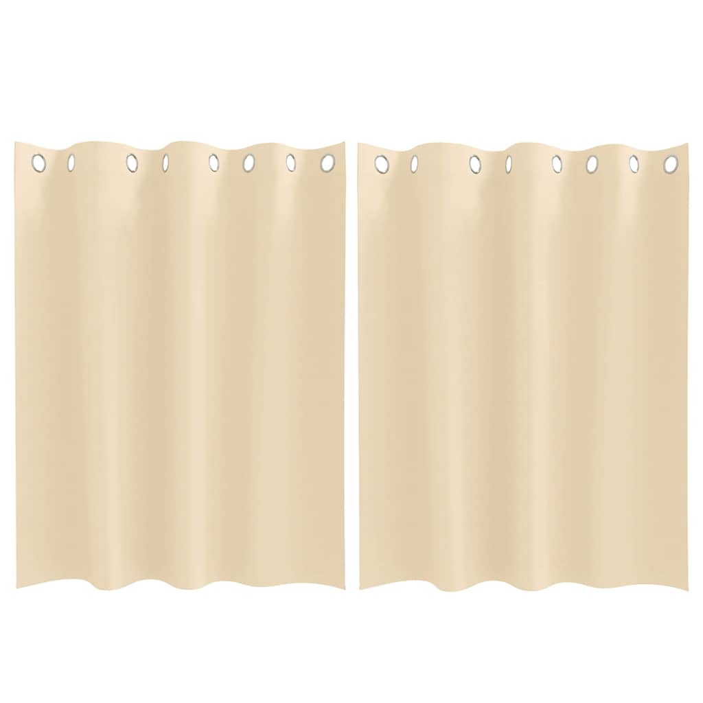 Mørklægningsgardiner med ringe 2 stk. Cremefarvet 140 x 140 cm
