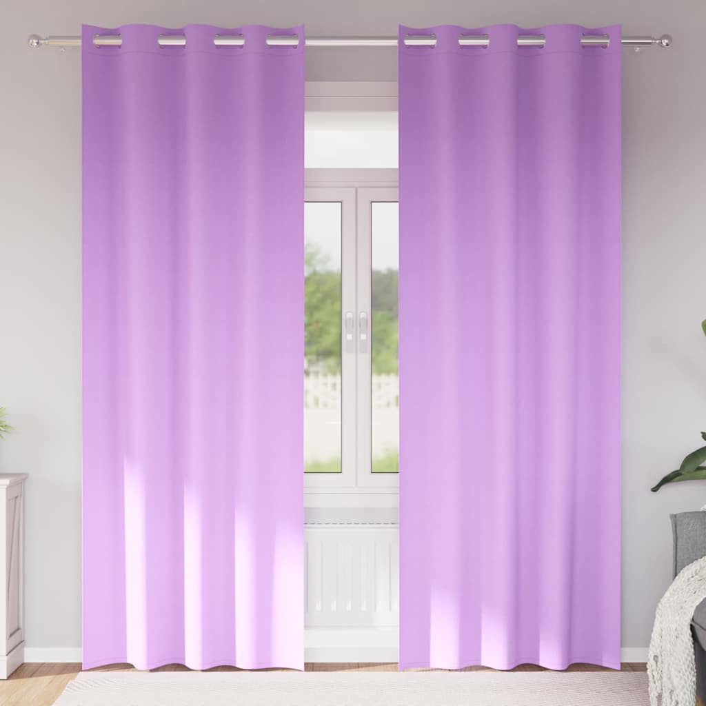 Mørklægningsgardiner med ringe 2 stk. Lilla 225 x 140 cm