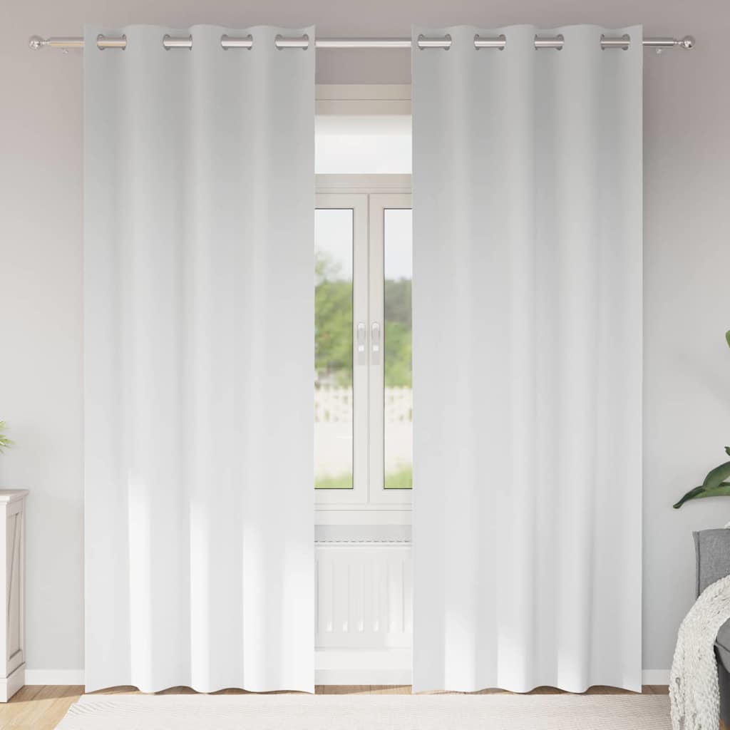 Mørklægningsgardiner med ringe 2 stk. Ren Hvid 260 x 140 cm