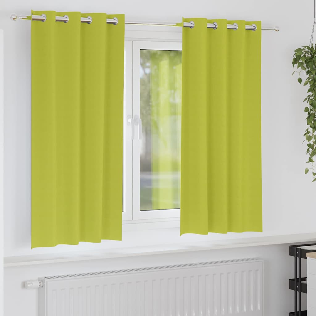 Mørklægningsgardiner med ringe 2 stk. Grøn 175 x 140 cm