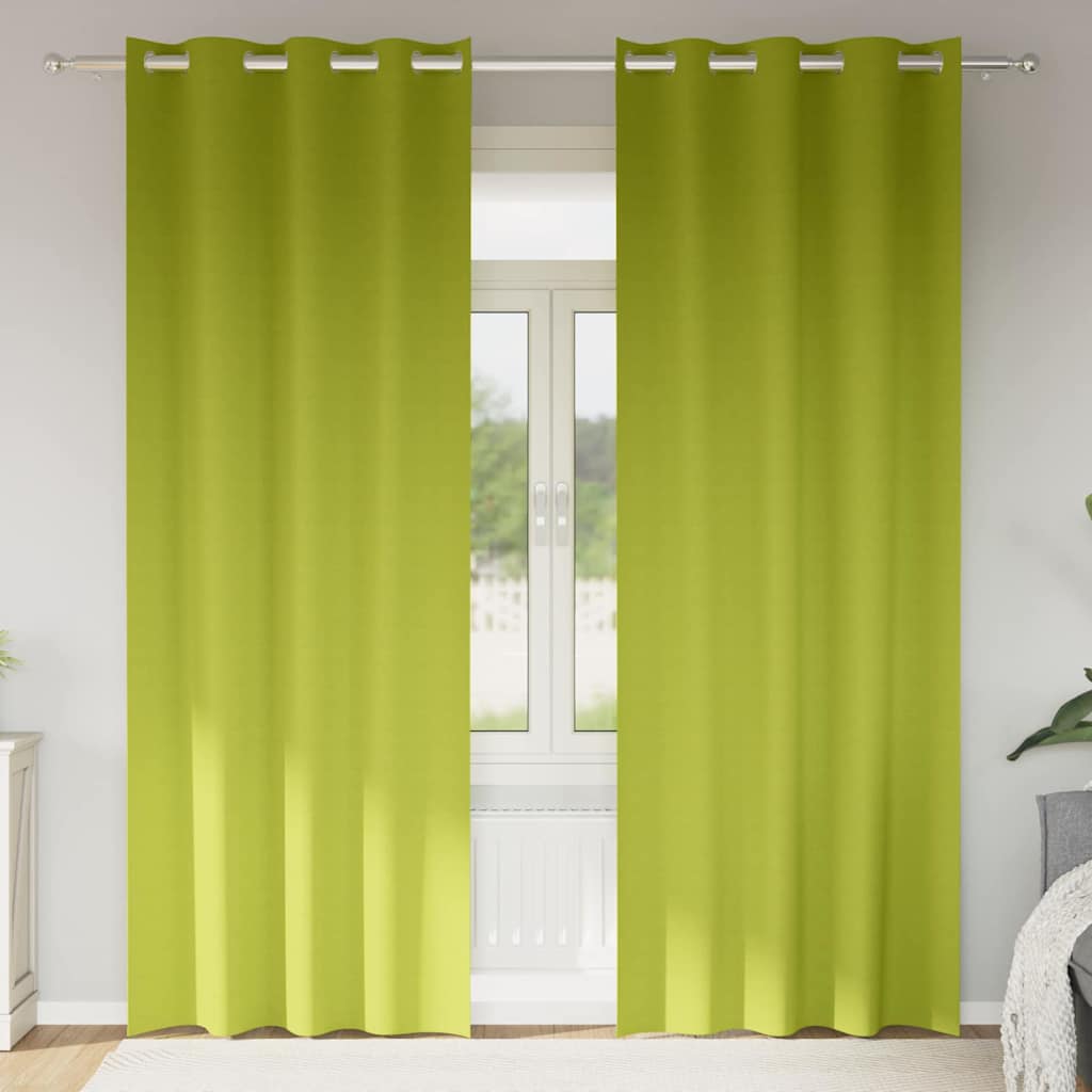 Mørklægningsgardiner med ringe 2 stk. Grøn 245 x 140 cm