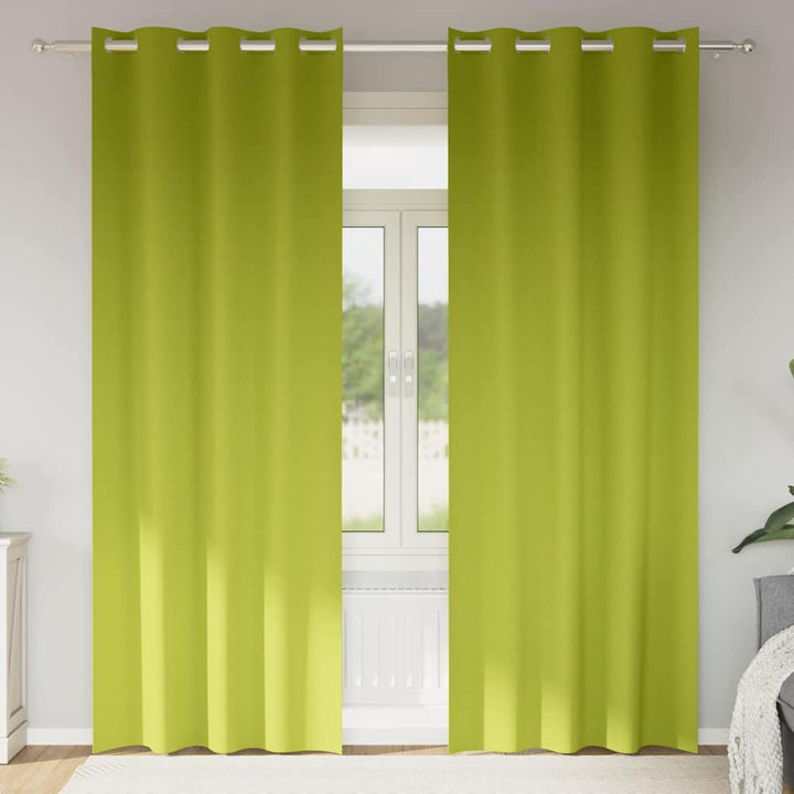 Mørklægningsgardiner med ringe 2 stk. Grøn 245 x 140 cm