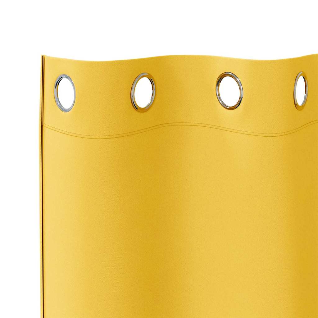 Mørklægningsgardiner med ringe 2 pcs Sennepsgul 245 x 140 cm