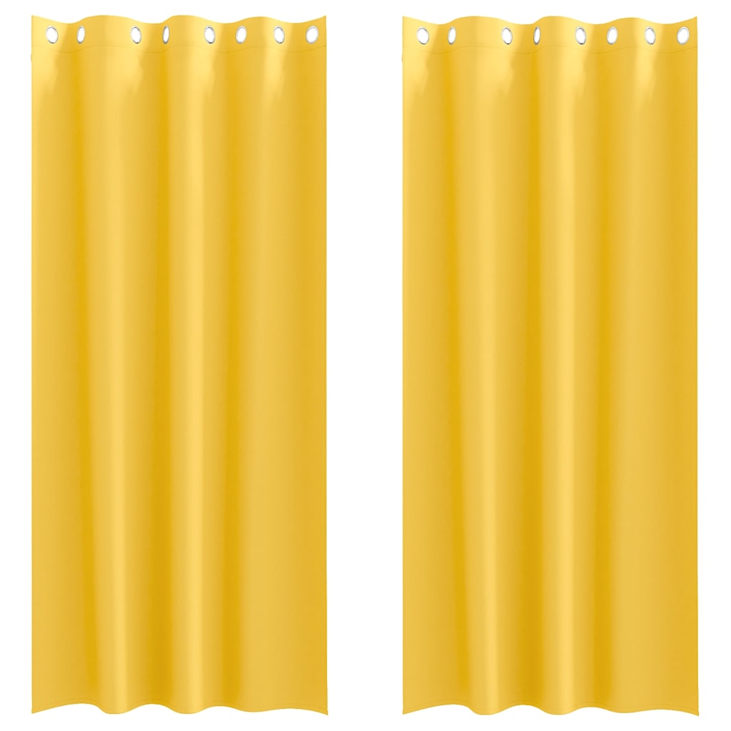 Mørklægningsgardiner med ringe 2 pcs Sennepsgul 245 x 140 cm