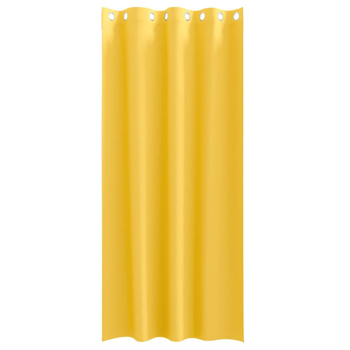Mørklægningsgardiner med ringe 2 stk. Sennepsgul 260 x 140 cm