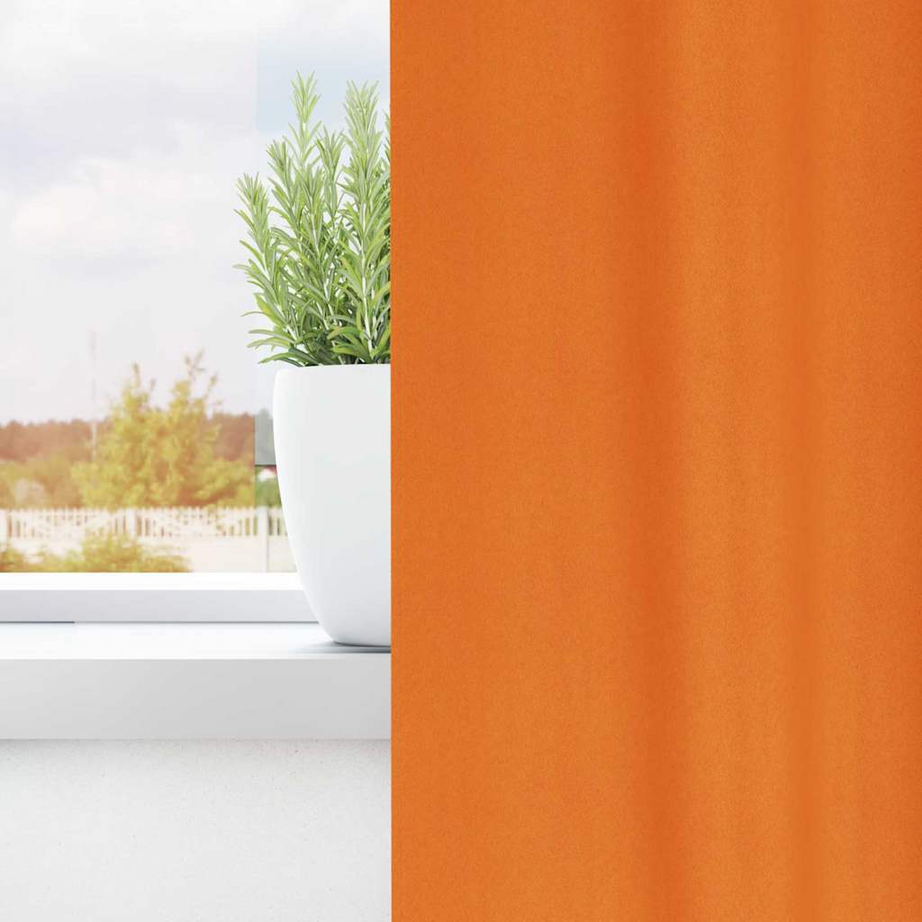 Mørklægningsgardiner med ringe 2 stk. Lys Orange 175 x 140 cm