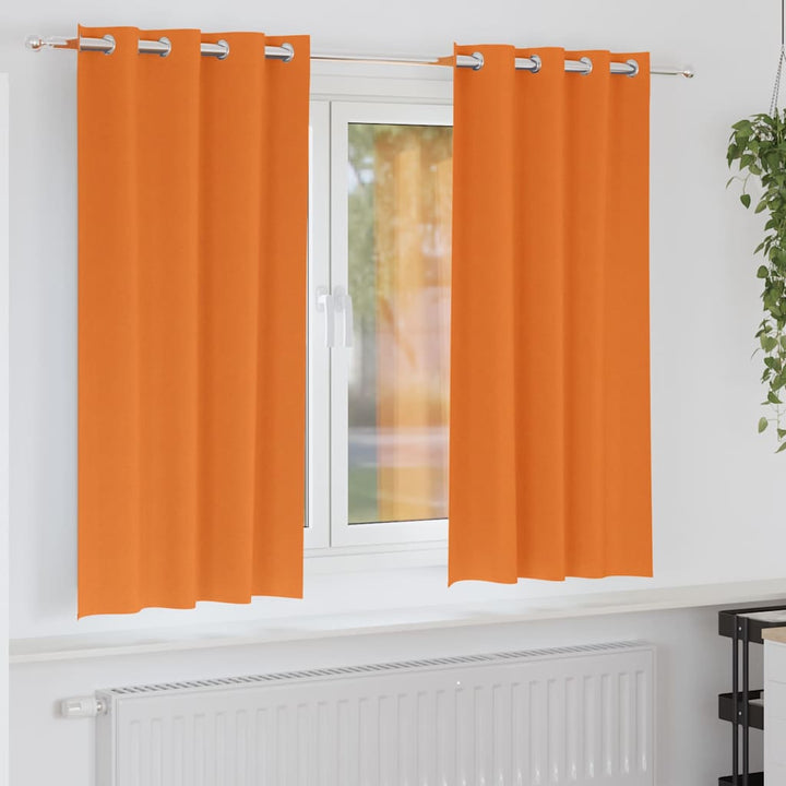 Mørklægningsgardiner med ringe 2 stk. Lys Orange 175 x 140 cm