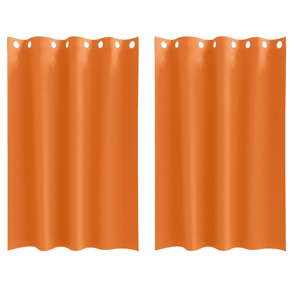 Mørklægningsgardiner med ringe 2 stk. Lys Orange 175 x 140 cm