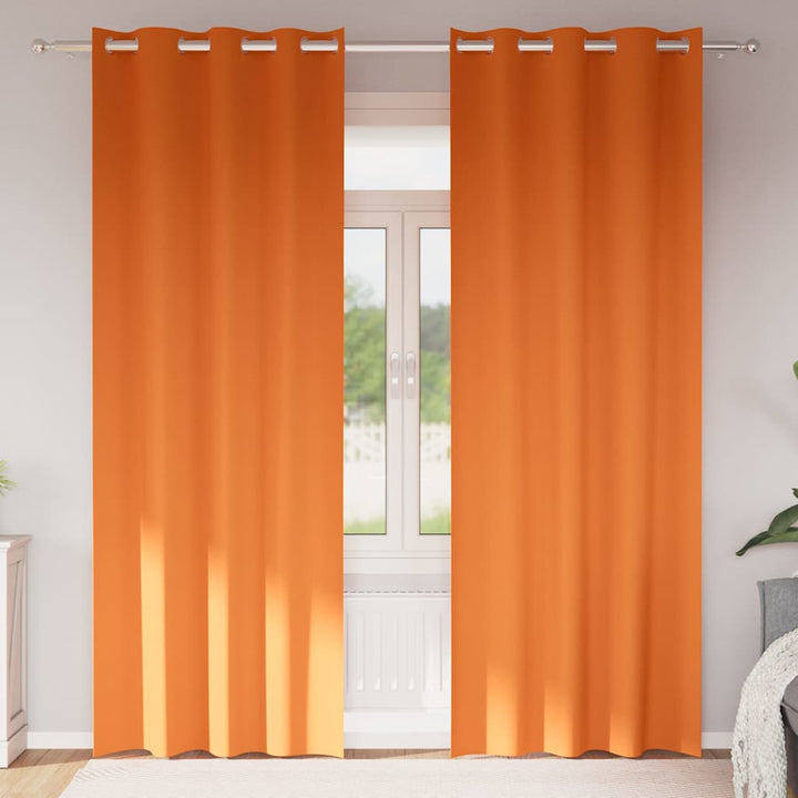 Mørklægningsgardiner med ringe 2 stk. Lys Orange 225 x 140 cm