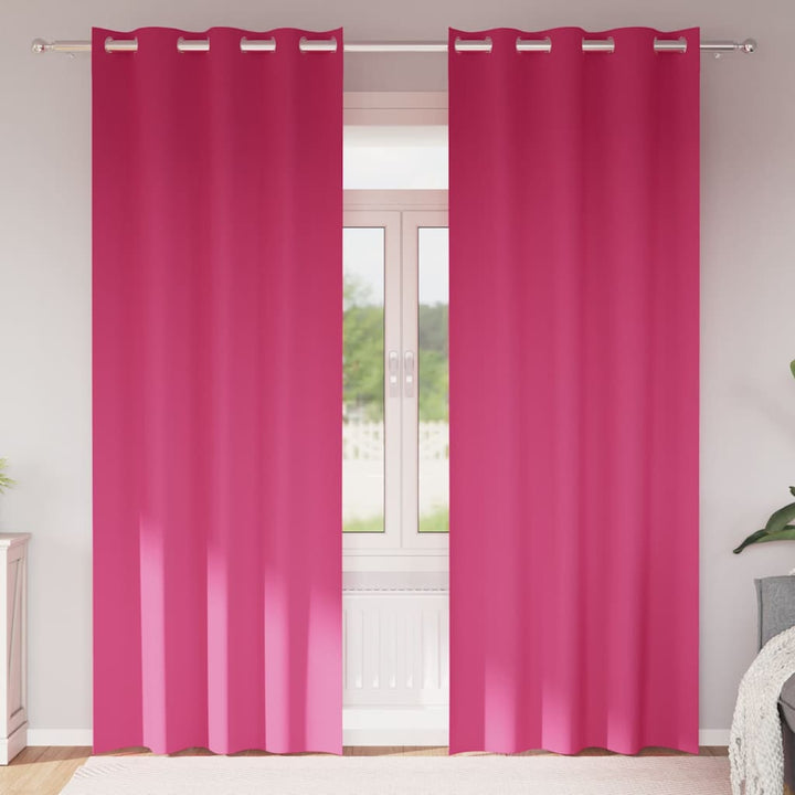 Mørklægningsgardiner med ringe 2 stk. Lys Pink 225 x 140 cm