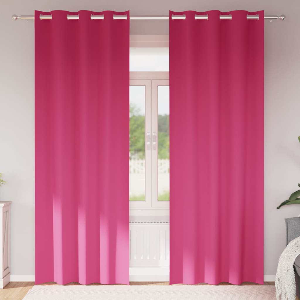 Mørklægningsgardiner med ringe 2 stk. Lys Pink 245 x 140 cm