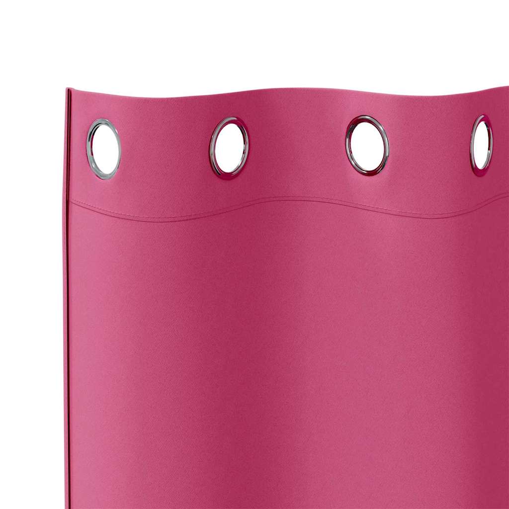 Mørklægningsgardiner med ringe 2 stk. Lys Pink 260 x 140 cm