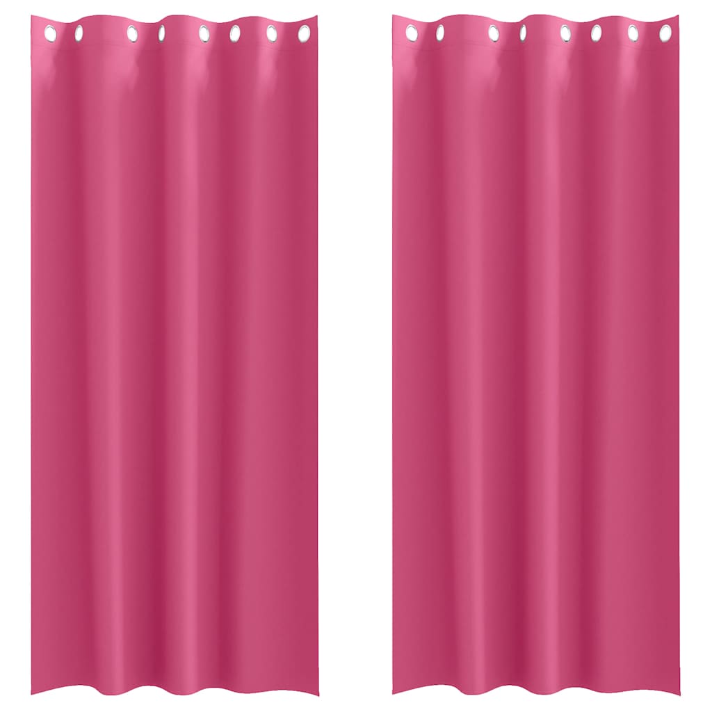 Mørklægningsgardiner med ringe 2 stk. Lys Pink 260 x 140 cm