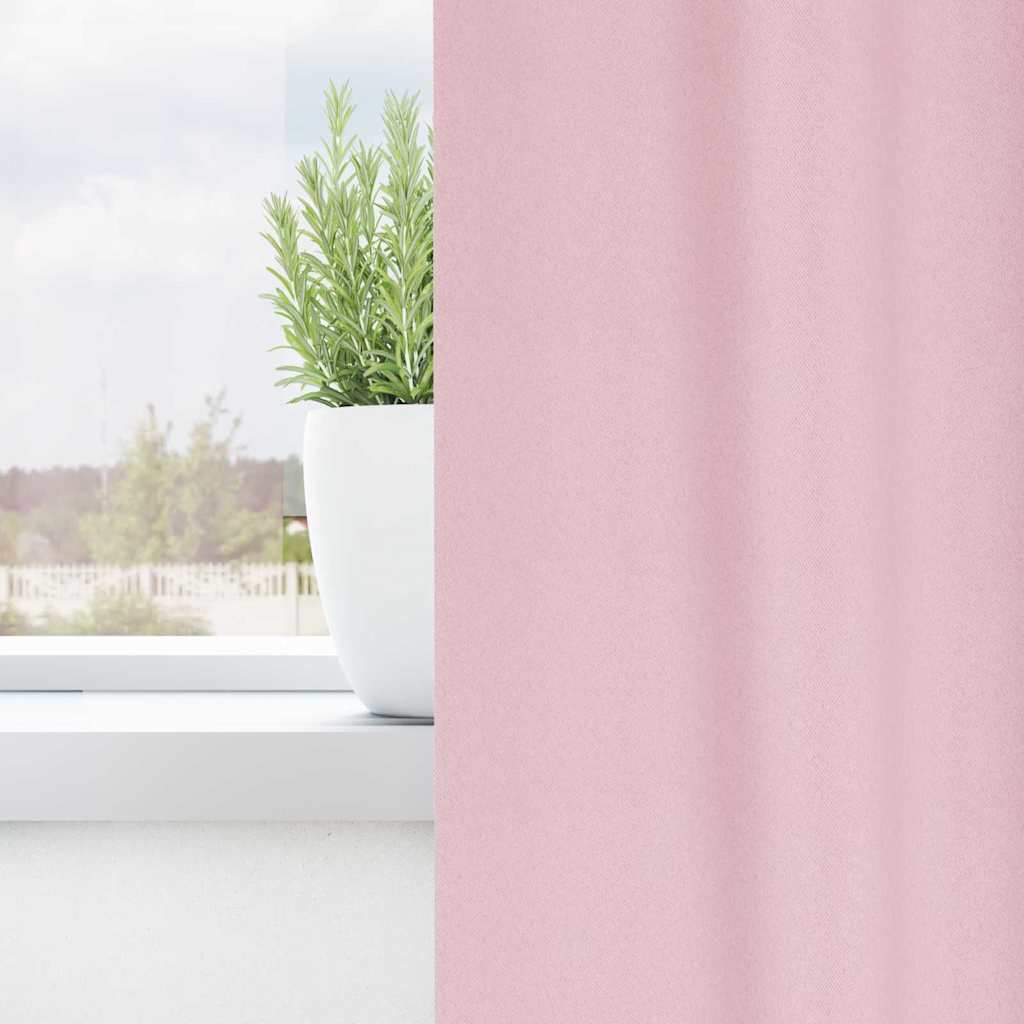 Mørklægningsgardiner med ringe 2 stk. Lyserød 245 x 140 cm