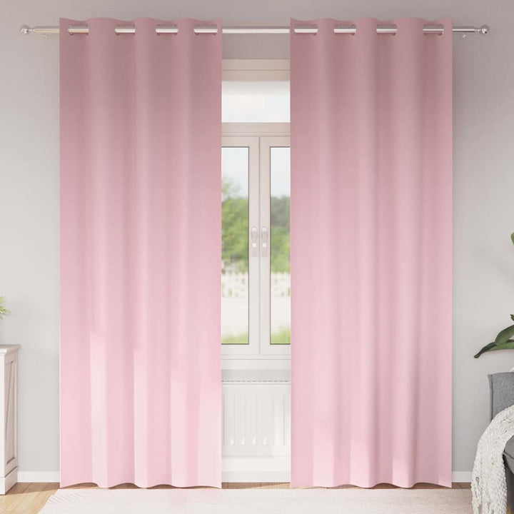 Mørklægningsgardiner med ringe 2 pcs Lyserød 245 x 140 cm