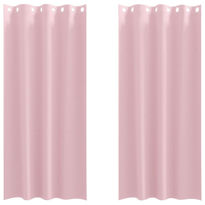 Mørklægningsgardiner med ringe 2 stk. Lyserød 245 x 140 cm