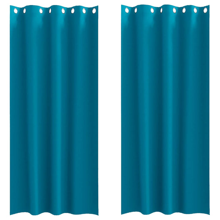Mørklægningsgardiner med ringe 2 stk. Turkis 260 x 140 cm