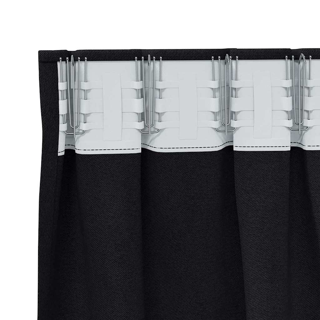 Mørklægningsgardiner med ringe 2 stk. Sort 225 x 140 cm