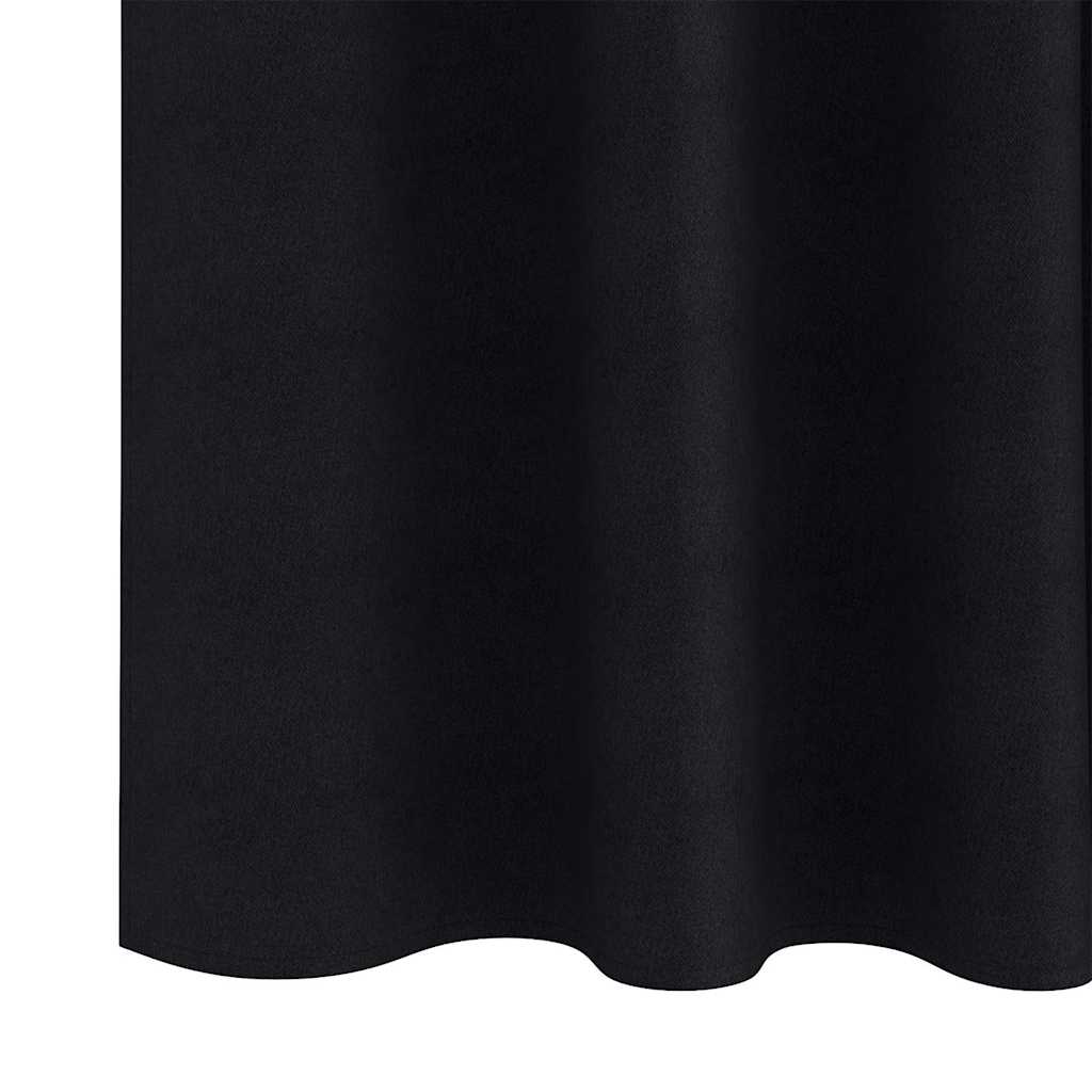 Mørklægningsgardiner med ringe 2 stk. Sort 225 x 140 cm