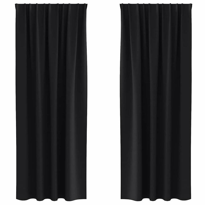 Mørklægningsgardiner med ringe 2 stk. Sort 225 x 140 cm