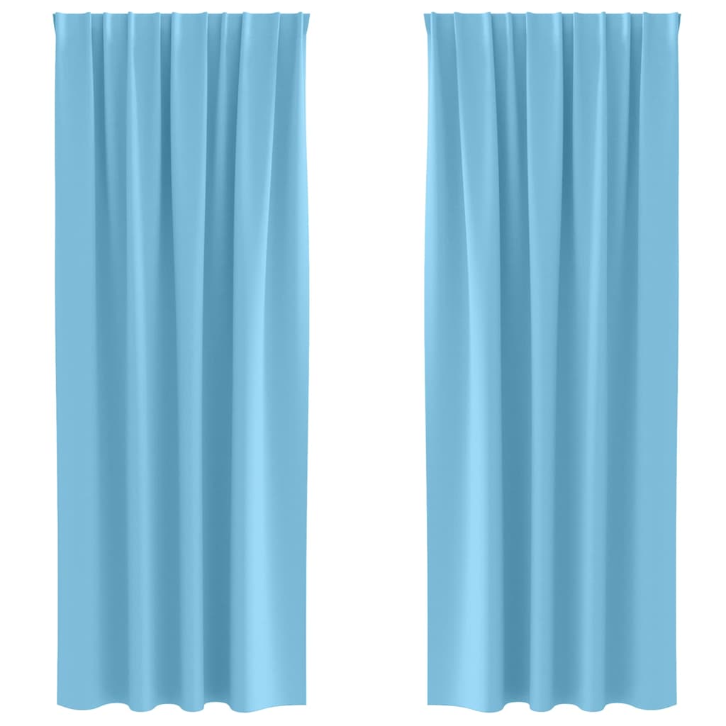Mørklægningsgardiner med ringe 2 pcs Lys blå 225 x 140 cm
