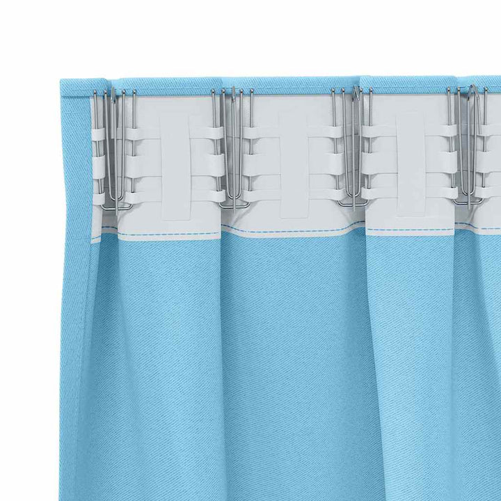 Mørklægningsgardiner med ringe 2 pcs Lys blå 245 x 140 cm