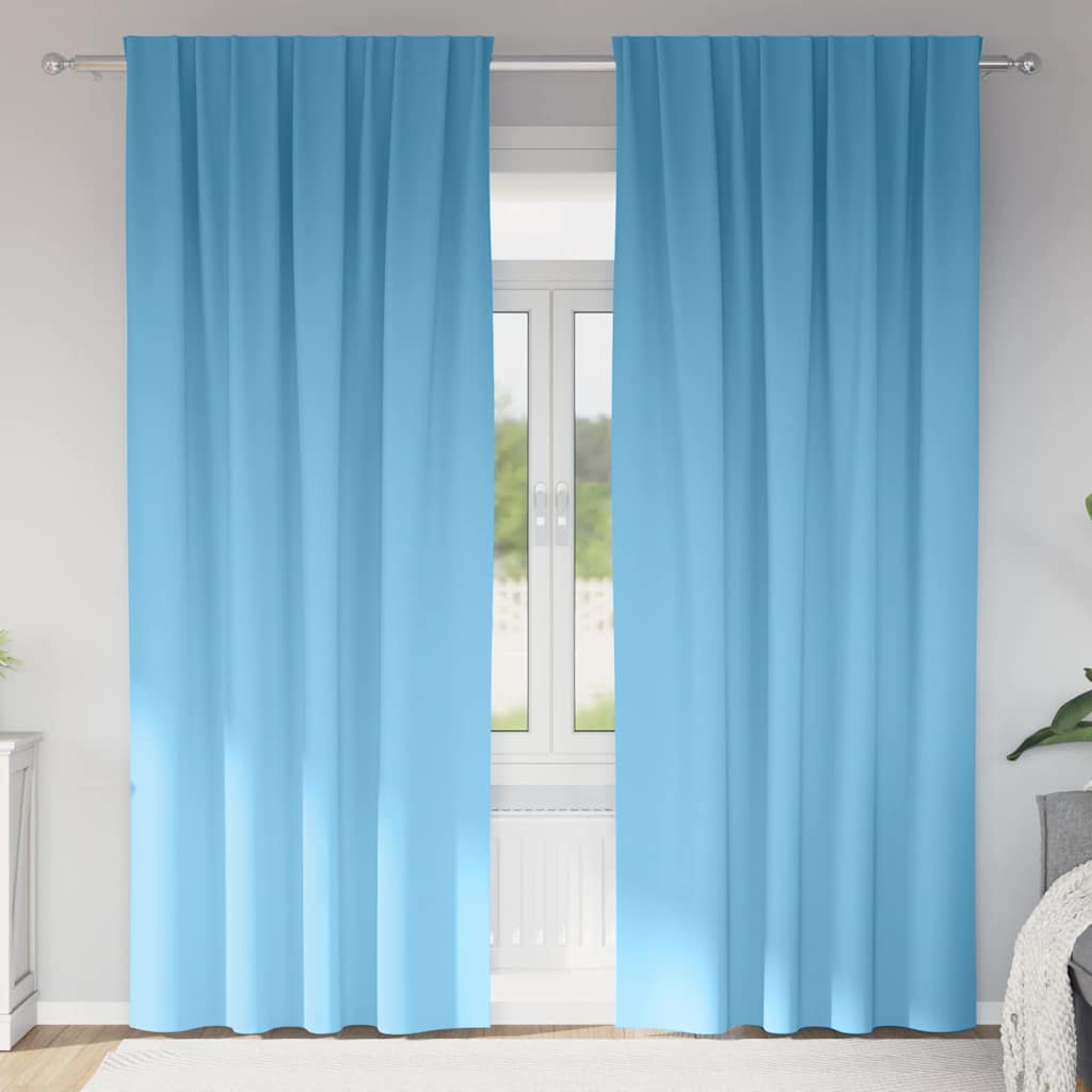 Mørklægningsgardiner med ringe 2 pcs Lys blå 245 x 140 cm