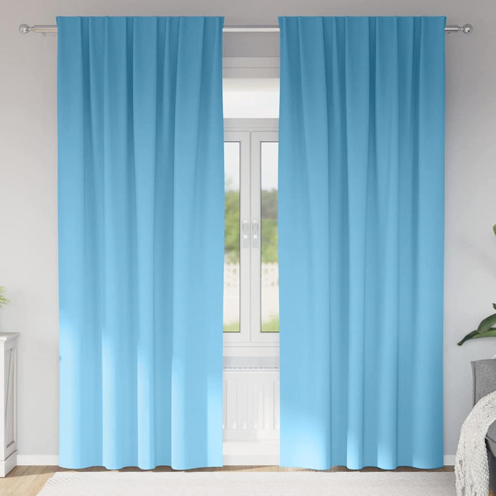 Mørklægningsgardiner med ringe 2 pcs Lys blå 245 x 140 cm