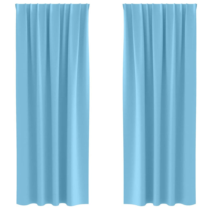 Mørklægningsgardiner med ringe 2 pcs Lys blå 245 x 140 cm