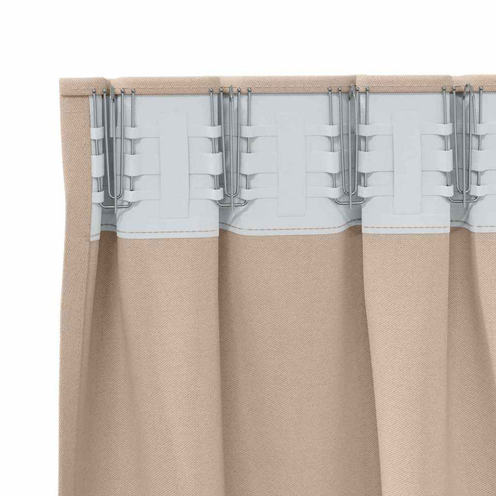 Mørklægningsgardiner med ringe 2 stk. Gråbrun 140 x 140 cm