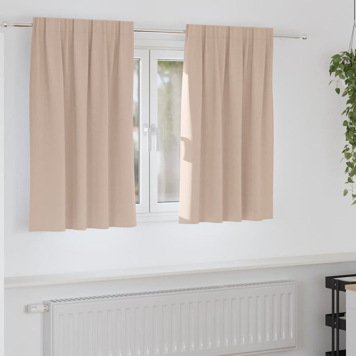 Mørklægningsgardiner med ringe 2 stk. Gråbrun 140 x 140 cm